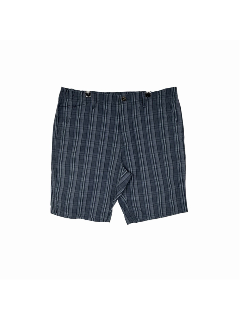 Men's Calvin Klein Flat Front Plaid Blue Gray Shorts Size 36